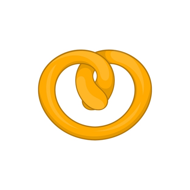 Pretzel icon in cartoon style on a white background