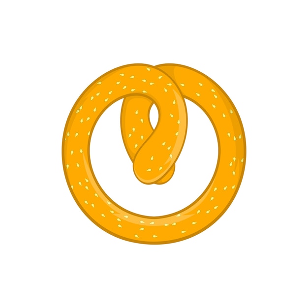 Pretzel icon in cartoon style on a white background