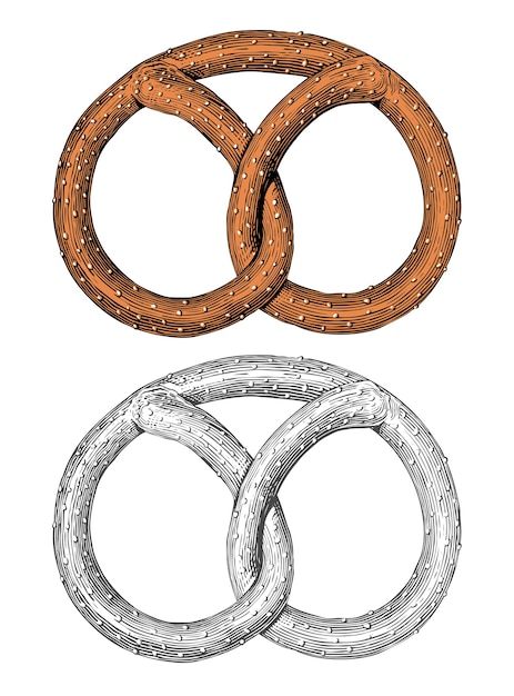 Vector pretzel in gravurestijl