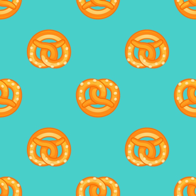 Pretzel seamless pattern, stile cartoon