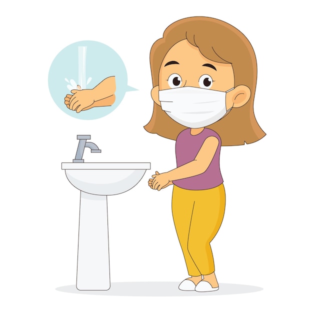 Prevent covid 19, wearing medical mask, wash your hands