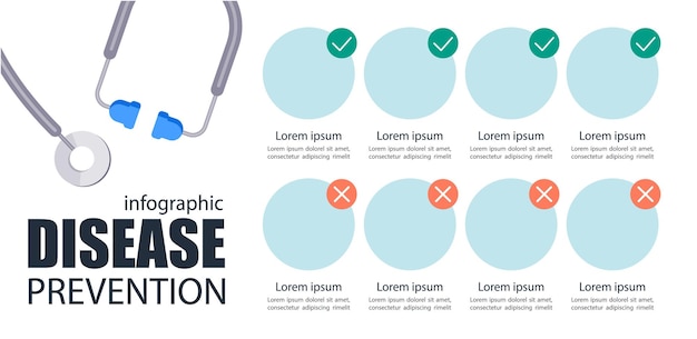 벡터 질병 정보 예방 인포그래픽 차트 디자인 템플릿 복사 공간이 있는 추상 정보 차트 4단계 순서의 교육용 그래픽 시각적 데이터 프레젠테이션 무수한 변수 개념 글꼴 사용