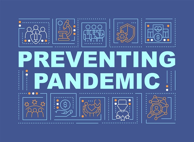 Preventing pandemic word concepts blue banner