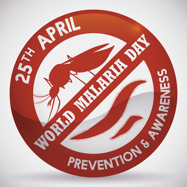 Vector prevention and awareness button sign for world malaria day