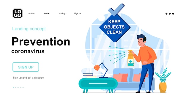 Prevention coronavirus landing page template