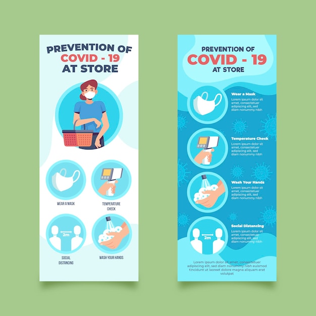 Prevenzione covid-19 nel modello di progettazione banner negozio