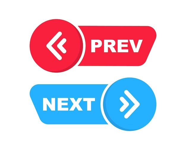 Next and previous button Prev next icon Web buttons with arrows prev and next