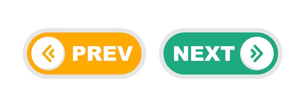 Next and previous button prev next icon web buttons with arrows prev and next