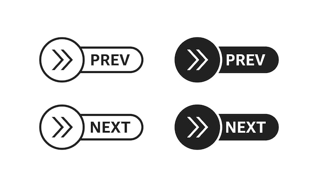 前と次のボタン セット Web ボタン矢印ベクトル EPS 10