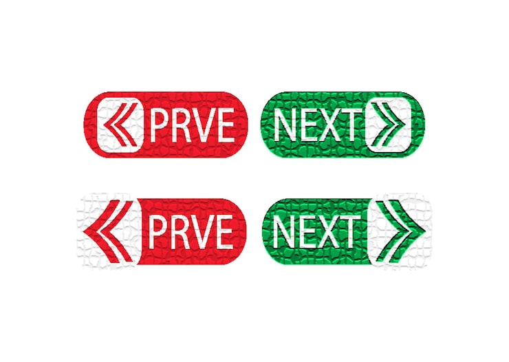 Vector next and previous navigation button icons with arrows for website app ui controls user interface