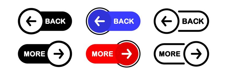 Vector previous and next navigation buttons prev next web page button for move to the next and previous item web buttons with arrow for web site and user interface web design elements