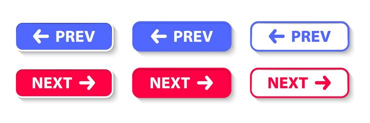Vector previous and next navigation buttons prev next web page button for move to the next and previous item web buttons with arrow for web site and user interface web design elements
