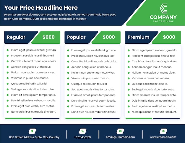 Vector price brochure design us letter size brochure design