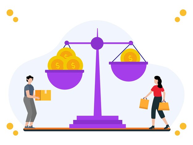 Price Comparison Concept Illustration Stylish and Beautiful