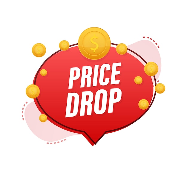 Price drop banner template design. sale special offer. vector stock illustration.