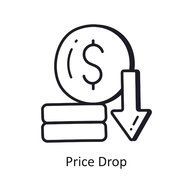 Vector price drop outline doodle design illustration symbol on white background eps 10 file