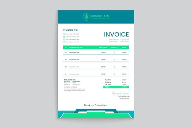 Price invoices and payment agreement design templates