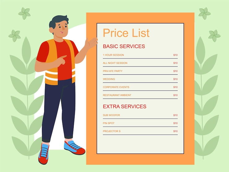 वेक्टर price list concept illustration stylish and beautiful