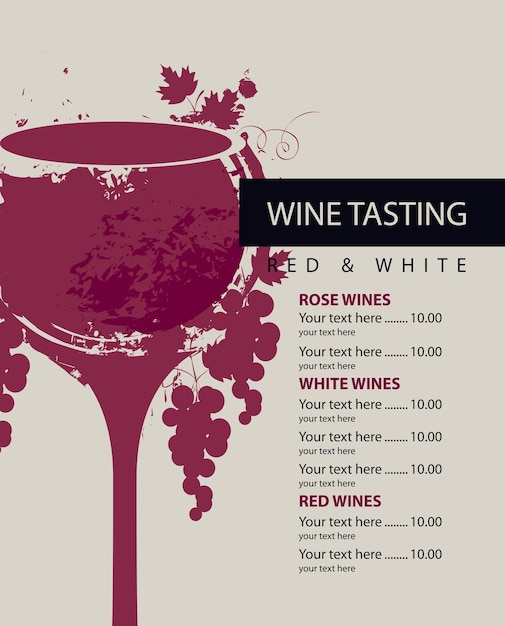 Price list for wine bar