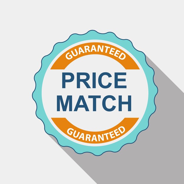 Price match quality label set in flat modern design with long shadow. vector illustration eps10