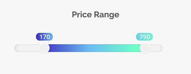 Vector price range filter in modern style for your ui ux design