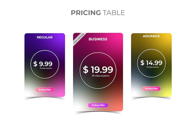 Vector price table template, subscription plan pricing table, web service checklist ui template design.