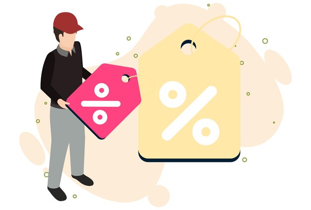 価格タグコンセプトイラスト スタイリッシュで美しい