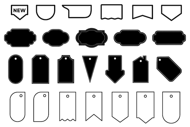 Set di icone del cartellino del prezzo ampia raccolta di etichette illustrazione vettoriale piatta