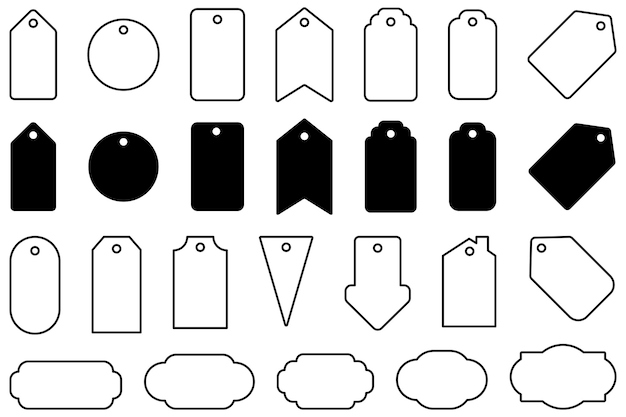 Set di icone del cartellino del prezzo ampia raccolta di etichette illustrazione vettoriale piatta