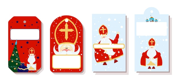 Vector price tags or gift tags of various shapes set of stickers for the day of st nicholas