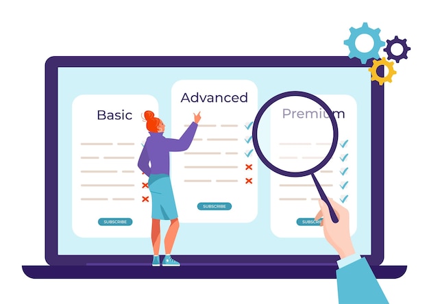 price tariff plan concept vector illustration commercial business site with internet pricing list menu comparison in app design