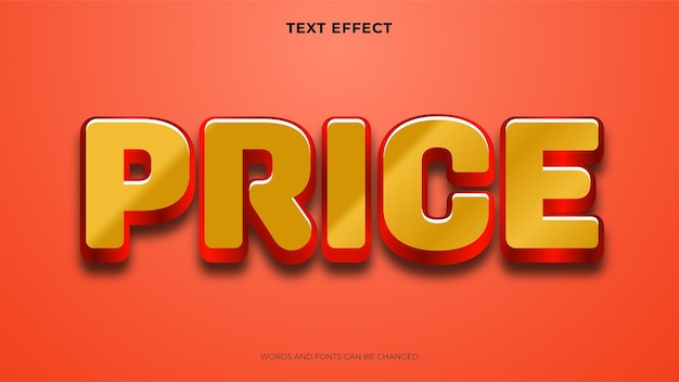 Vector price text effect, editable 3d style text effect