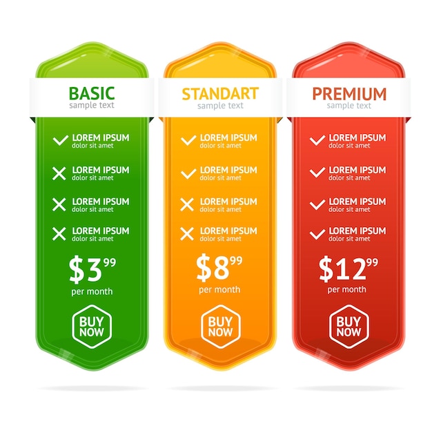 Pricing list. interface for the site. vector illustration