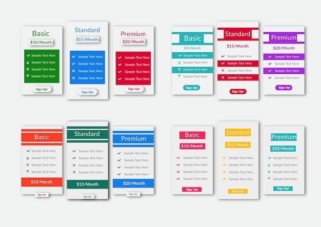 Pricing packages comparison and subscription stock illustration pricing table