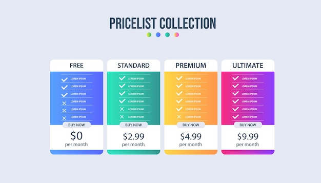 Pricing plan banners infographic template.