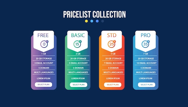  pricing plan banners infographic template