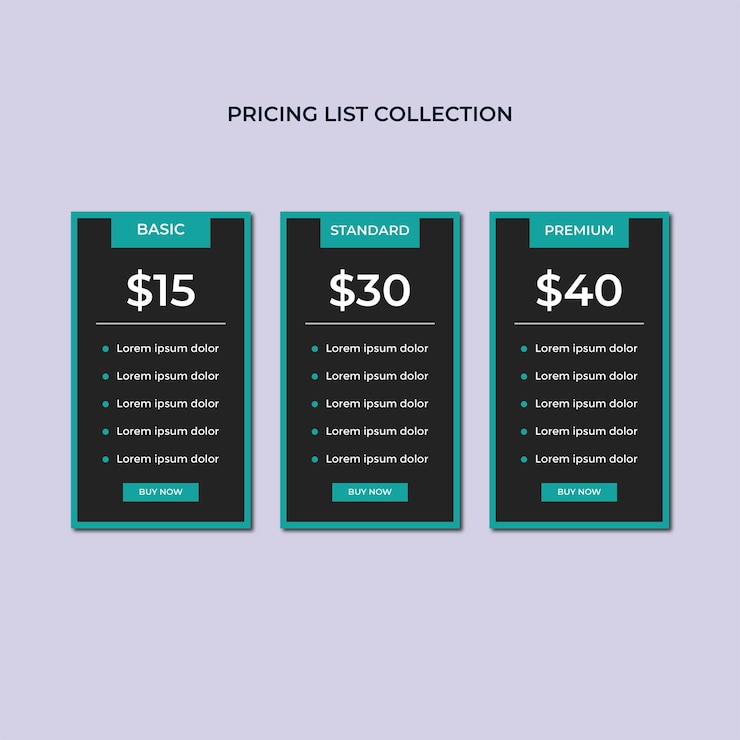 Vector pricing table template design of website premium vector