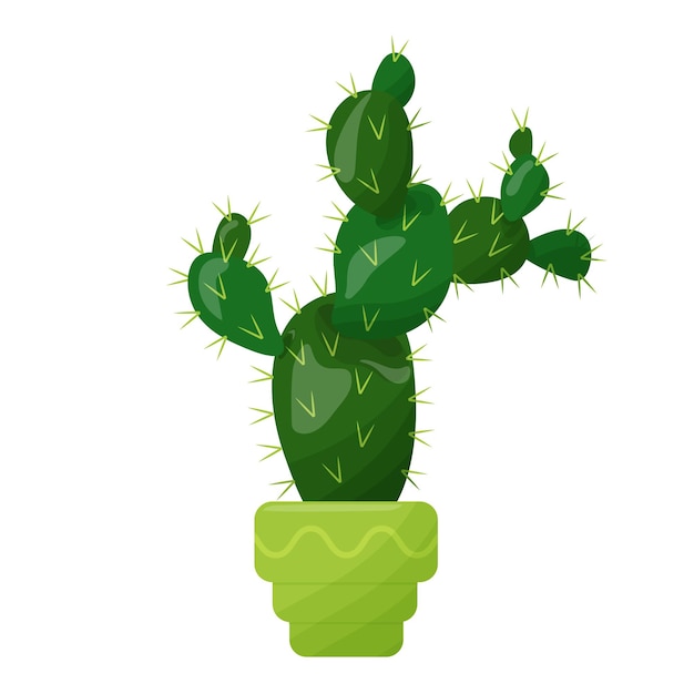 Vector prickly cactus in a lettuce pot cartoon sticker for design