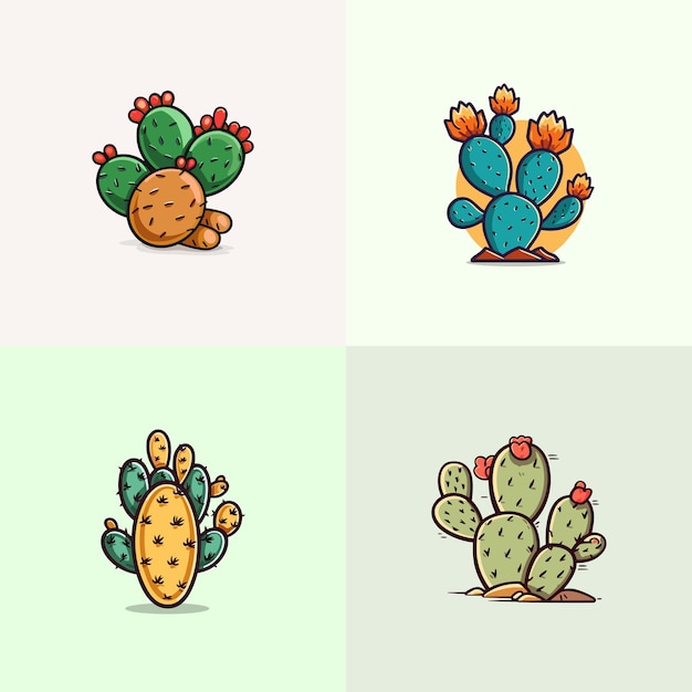 prickly pear cactus vector clip art illustration