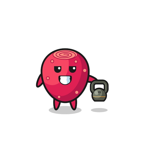 Premium Vector | Prickly pear mascot lifting kettlebell in the gym