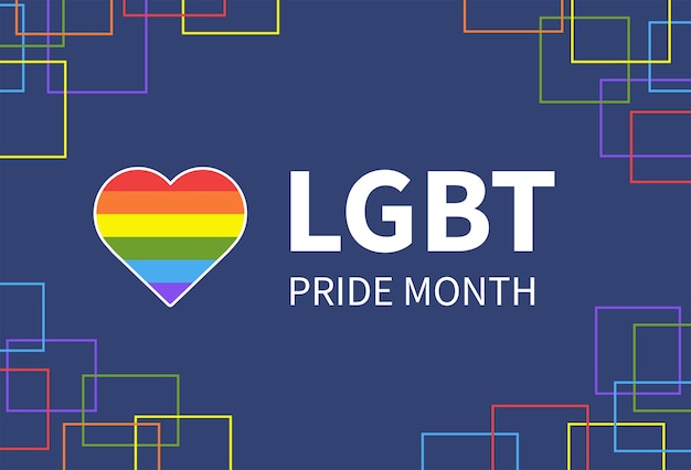 Гордость баннер ЛГБТ радужный флаг сердце месяц гордости в июне абстрактная линия красочный фон