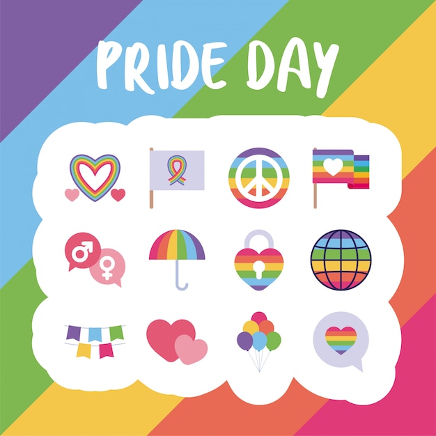 Pride day en lgtbi stijl icon set