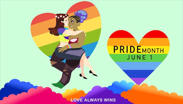 Vector pride day month vector illustration template for social media poster and banner