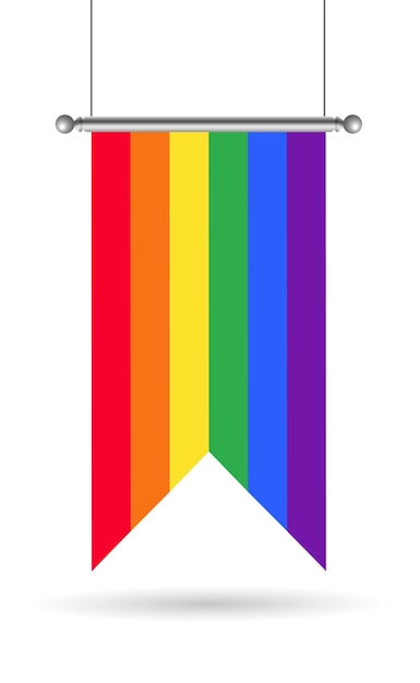 Vector pride flag hanging flag with two tails