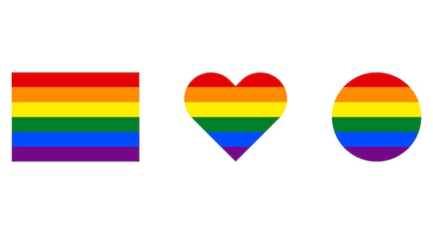 Pride flag modern and minimalist concept lgbt rainbow icons and flag stickers illustration