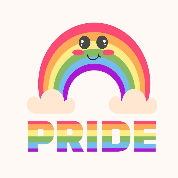 Pride kawaii background with flag LGBTQ pride