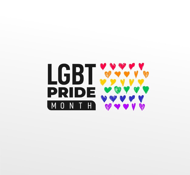 Pride LGBT Month in June. Vector logo lesbian Gay Bisexual Transgender. Celebrated annually. Flag rainbow love concept. Human rights and tolerance. Poster illustration card, banner and background.