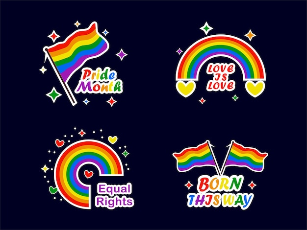 Pride LGBTQ icon set label design symbolen ontwerp voor de viering van trots maand mensenrechten en diversiteit concept