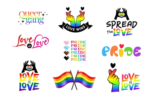 pride month celebration icon collection