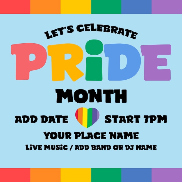 Pride month celebration poster flyer or social media post design